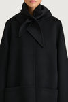 Black wool triangle scarf stylein trinity front model image