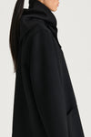 Black wool triangle scarf stylein trinity side model image