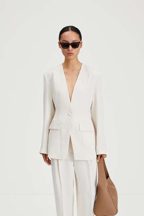 Brielle blazer ivory cinched waist stylein front image