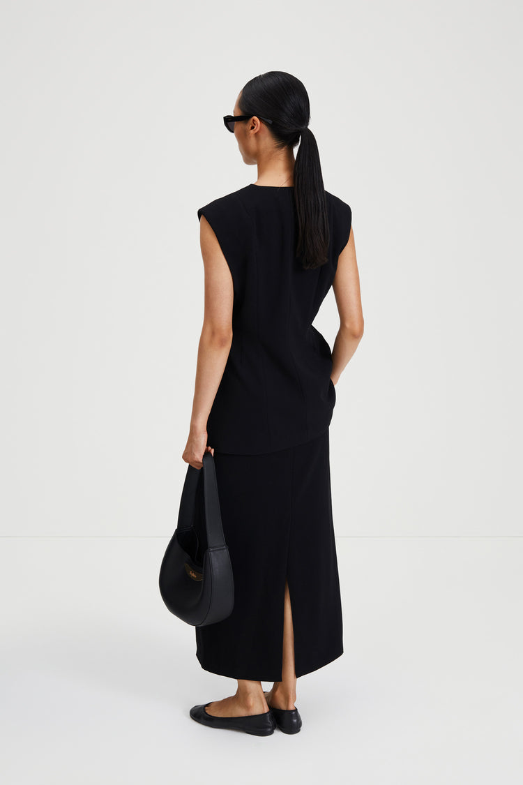 Briella blazer vest cinched waist black stylein back image