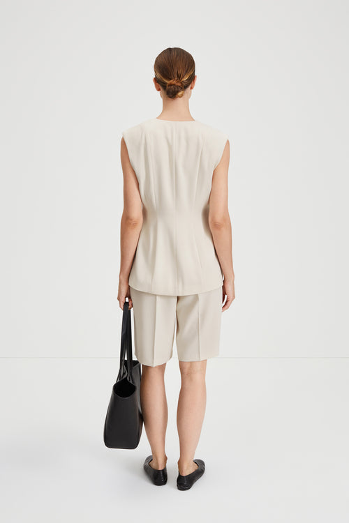 Briella blazer vest cinched waist ivory stylein back image