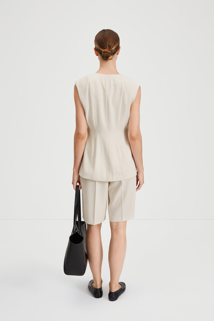 Briella blazer vest cinched waist ivory stylein back image