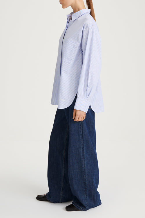 blue stripe shirt womenswear stylein jansell side