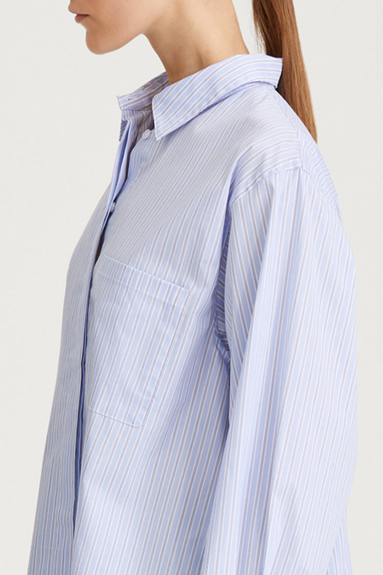 blue stripe shirt womenswear stylein jansell detail