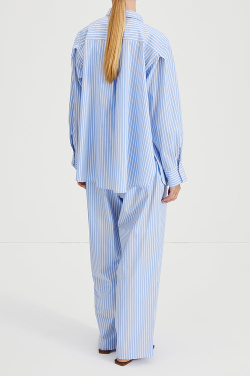 Jessie trousers wide relaxed blue white stripe stylein back image