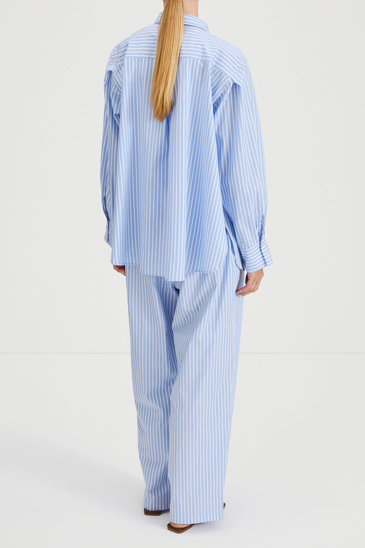 Jessie trousers wide relaxed blue white stripe stylein back image