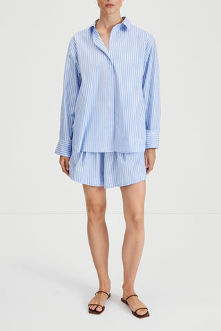 Jojo shorts flared blue white stripe stylein front image