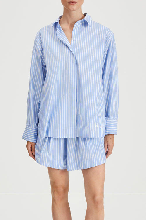 Jojo shorts flared blue white stripe stylein front image