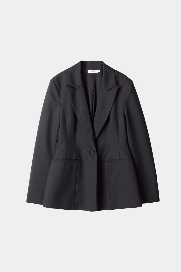 Bovino blazer tailored cinched waist delicate shoulder pads black stylein packshot
