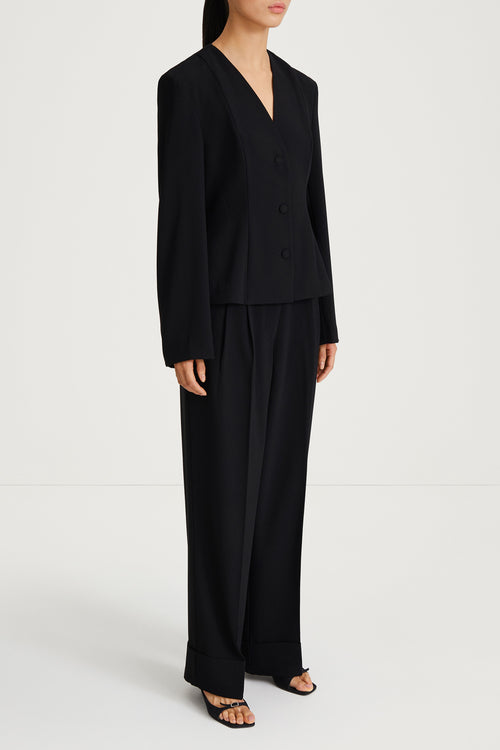 black blouse crepe stylein briar side model image