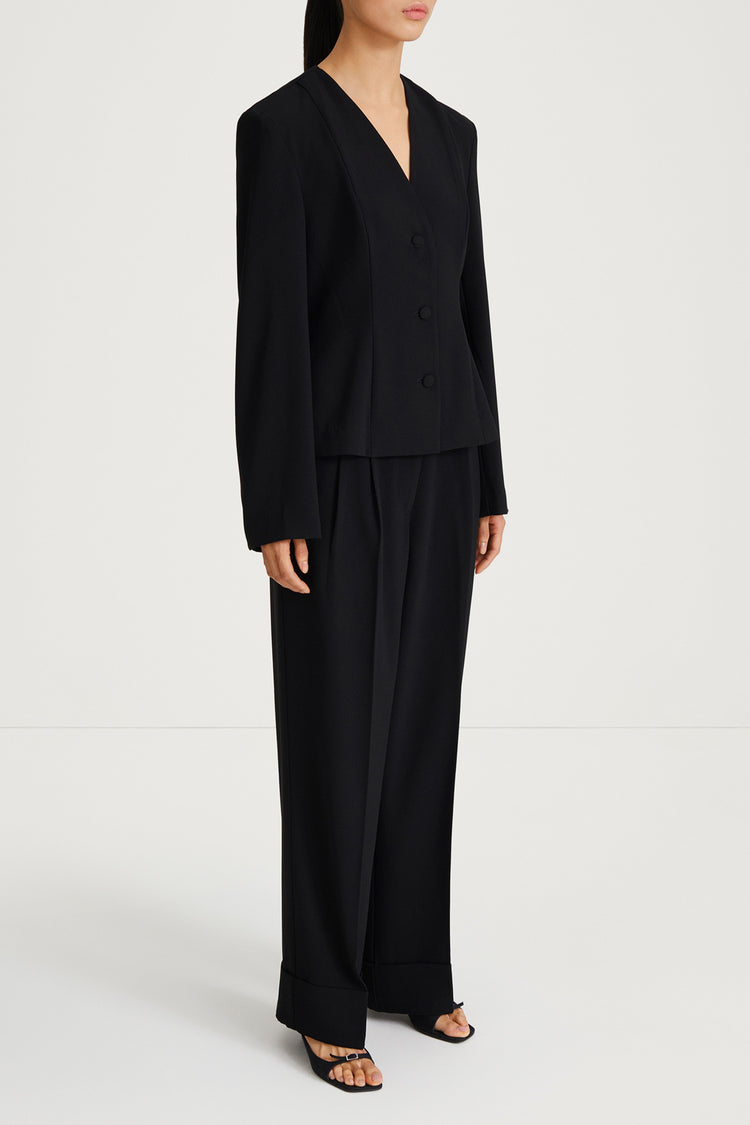 black blouse crepe stylein briar side model image