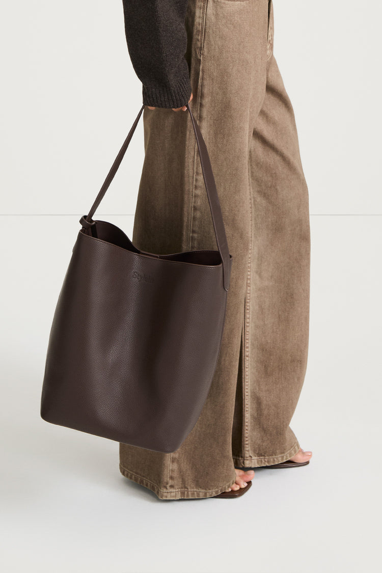 brown bucket bag faux leather stylein youness