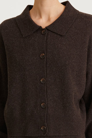 brown cardigan tennis collar stylein halina detail image