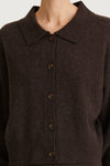 brown cardigan tennis collar stylein halina detail