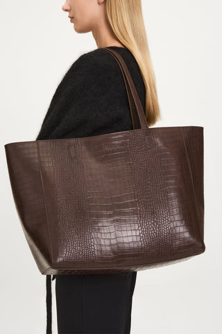 brown croc print shopper tote bag stylein yacht