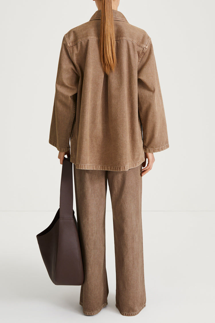 brown denim jacket stylein karen back