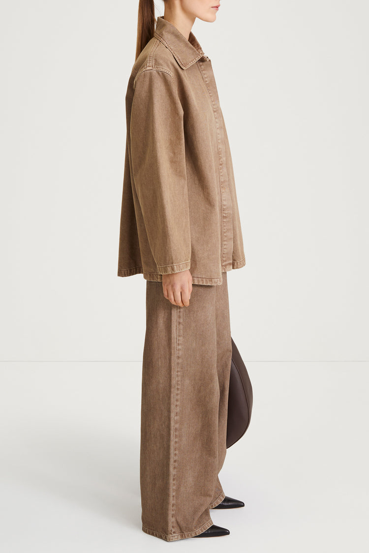 brown denim jacket stylein karen side