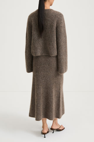 brown knitted sweater stylein nima short back