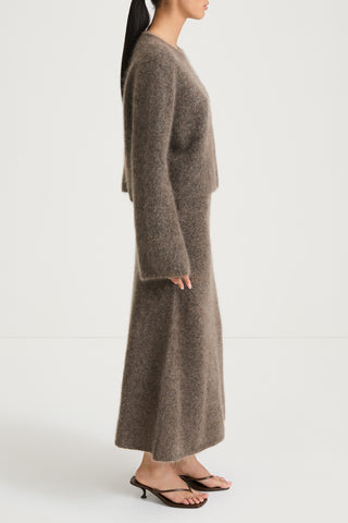 brown knitted sweater stylein nima short side