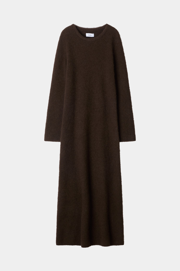 Alaina knitted long dress coffee stylein packshot