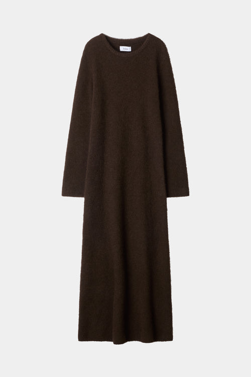 Alaina knitted long dress coffee stylein front