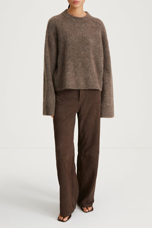 NICLAS SHORT SWEATER - BROWN