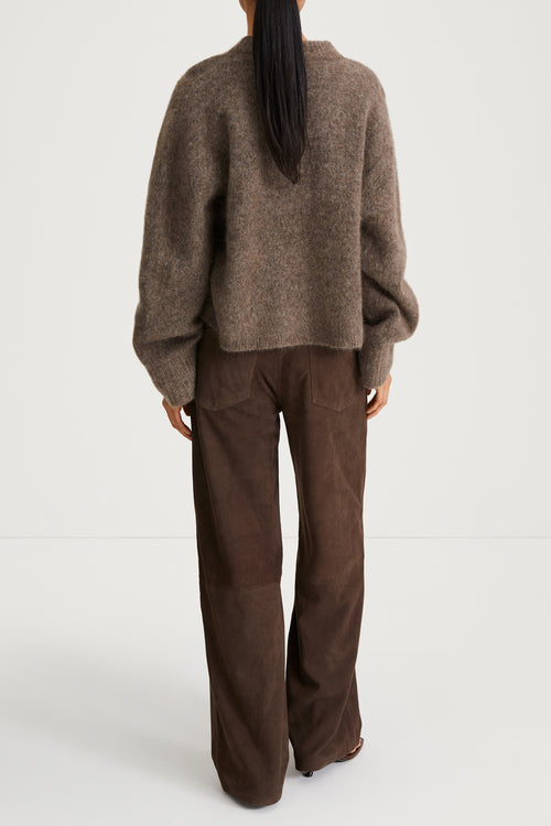 NICLAS SHORT SWEATER - BROWN