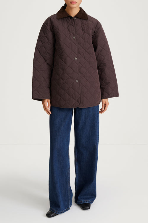 brown quilted jacket stylein sabria front