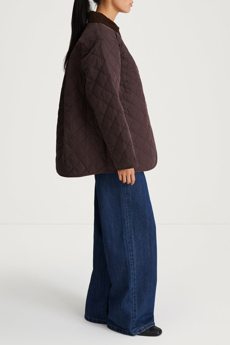 brown quilted jacket stylein sabria side