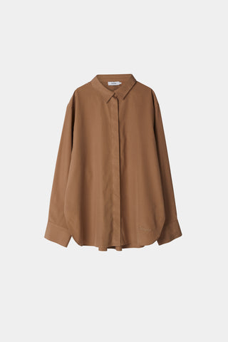 Jansell shirt voluminous flared mud brown stylein packshot