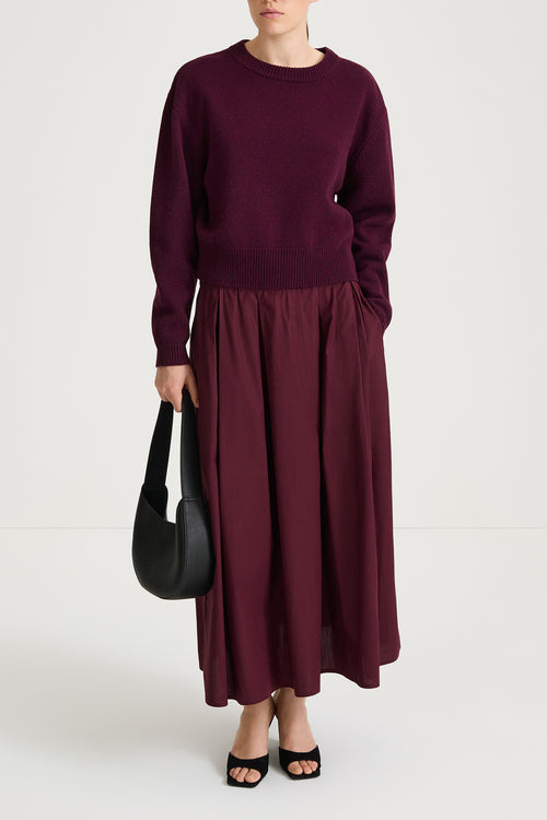 burgundy knitted sweater stylein haven front