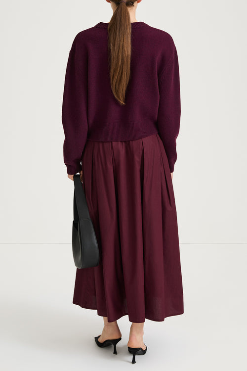 burgundy knitted sweater stylein haven back