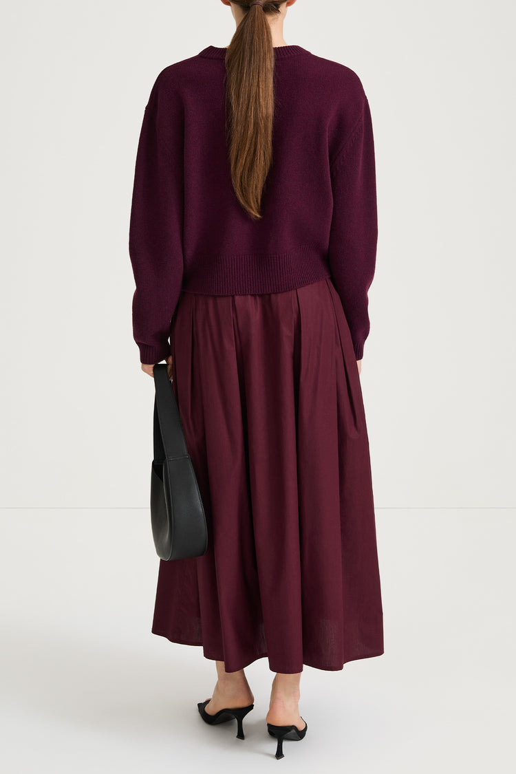 burgundy knitted sweater stylein haven back