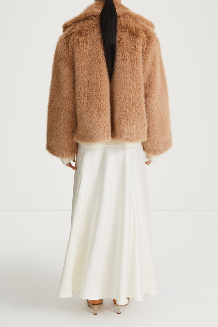 camel faux fur jacket stylein hazel back