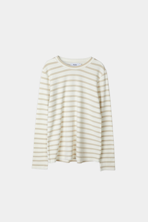 Canvey top jersey longsleeve striped fog white stylein packshot