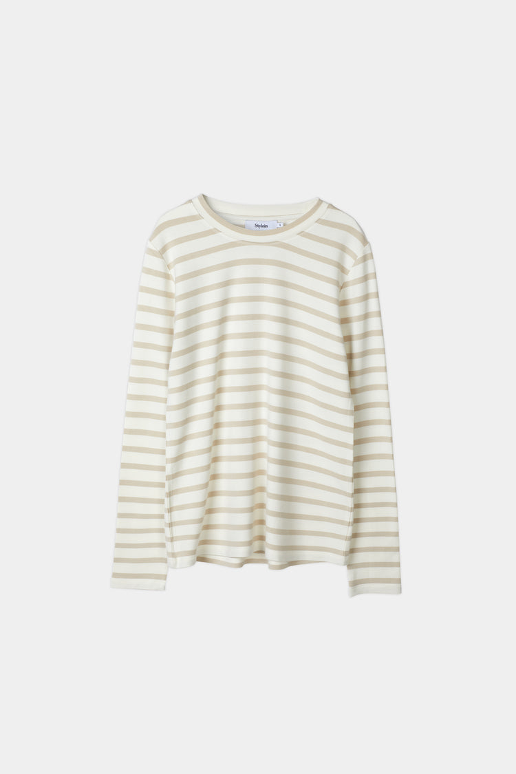 Canvey top jersey longsleeve striped fog white stylein packshot