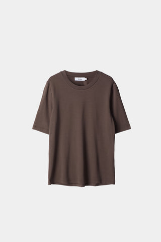 Chambers t-shirt jersey classic rounded neckline narrow sleeves dark brown stylein packshot