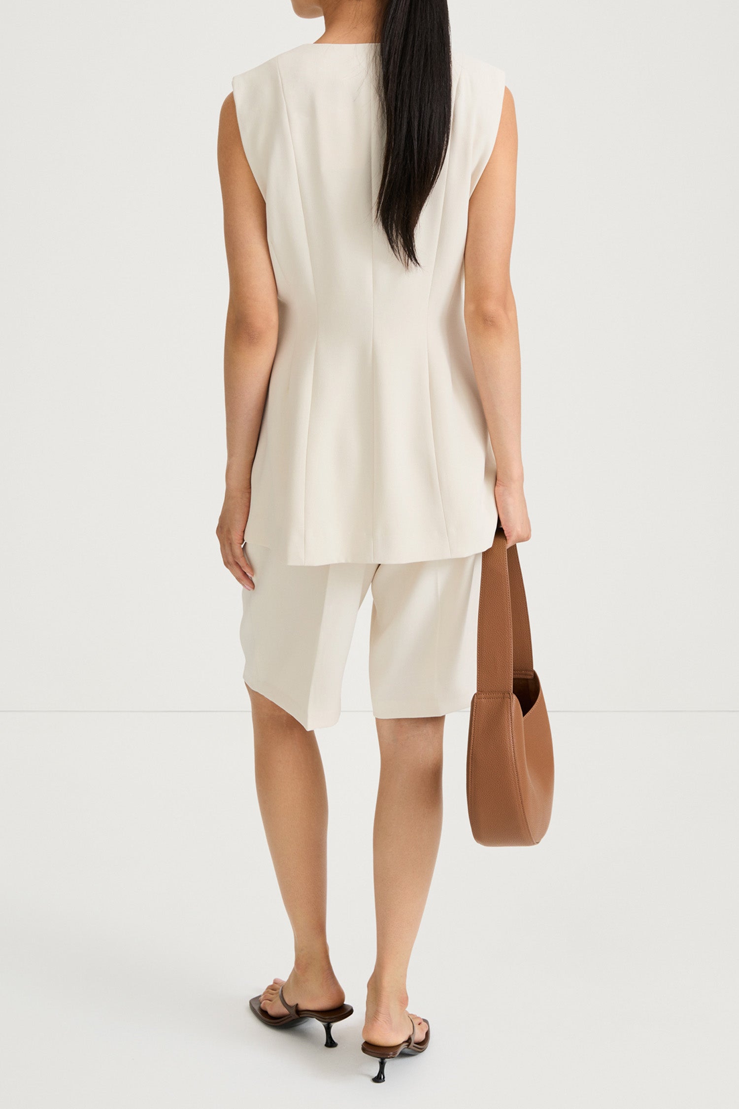 Balina cream crepe vest stylein back model image