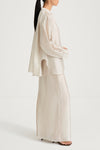 Cream maxi transparent skirt stylein side model image