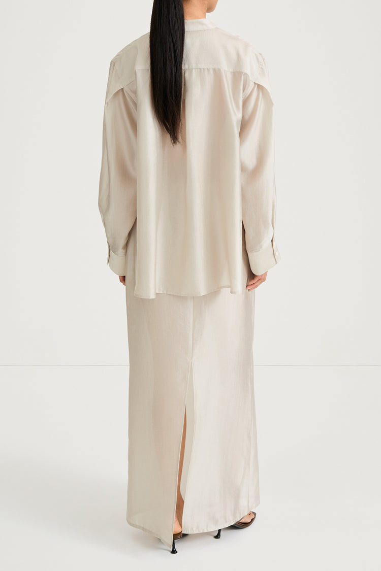 Cream transparent shirt stylein briza back model image