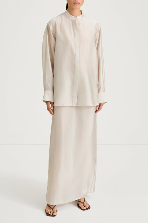 Cream transparent shirt stylein briza front model image