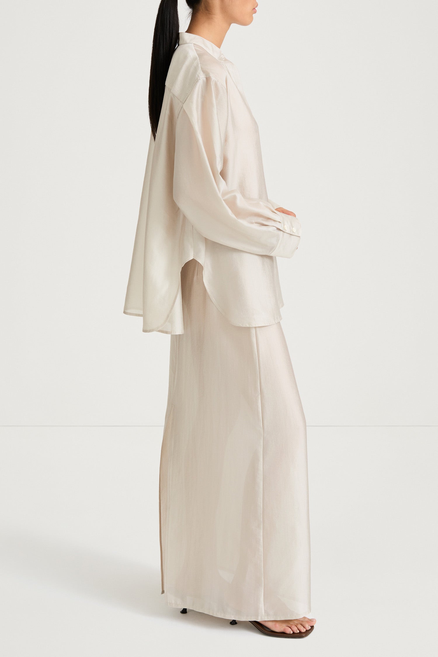 Cream transparent shirt stylein briza side model image