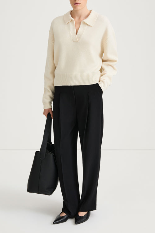 cream v-neck collar sweater stylein harmony