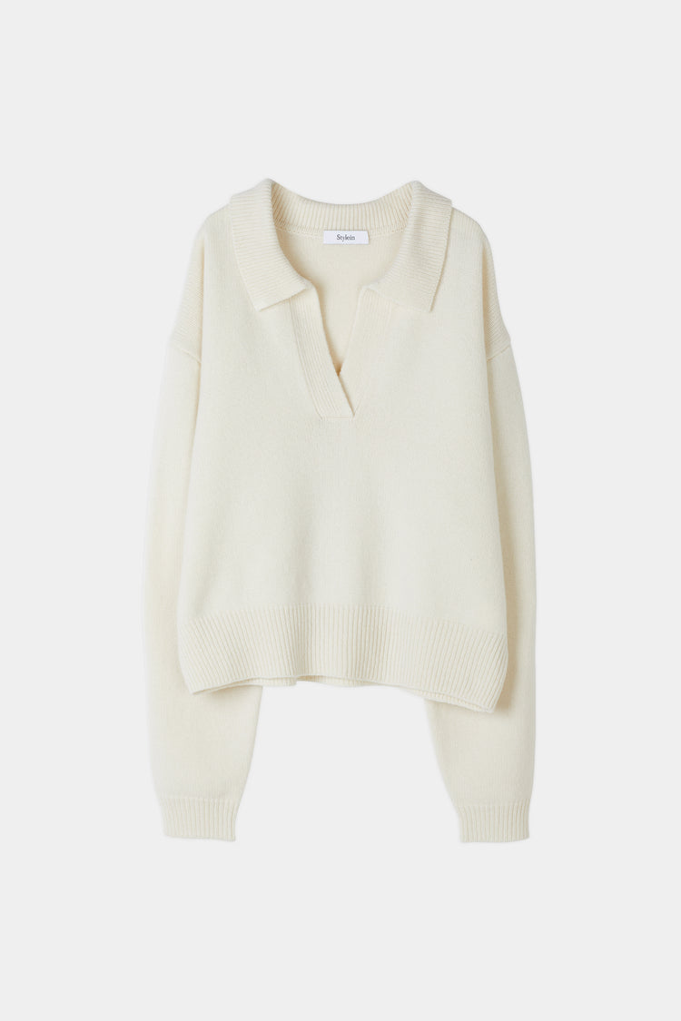 cream v-neck collar sweater stylein harmony packshot