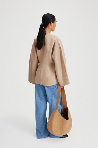 Tirli short jacket wool cinched waist hazelnut stylein back image