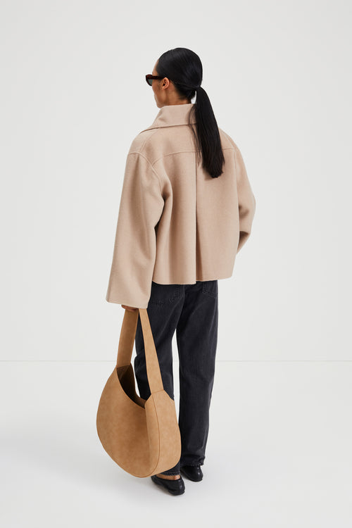 Terlamo jacket cropped wool hazelnut stylein back image