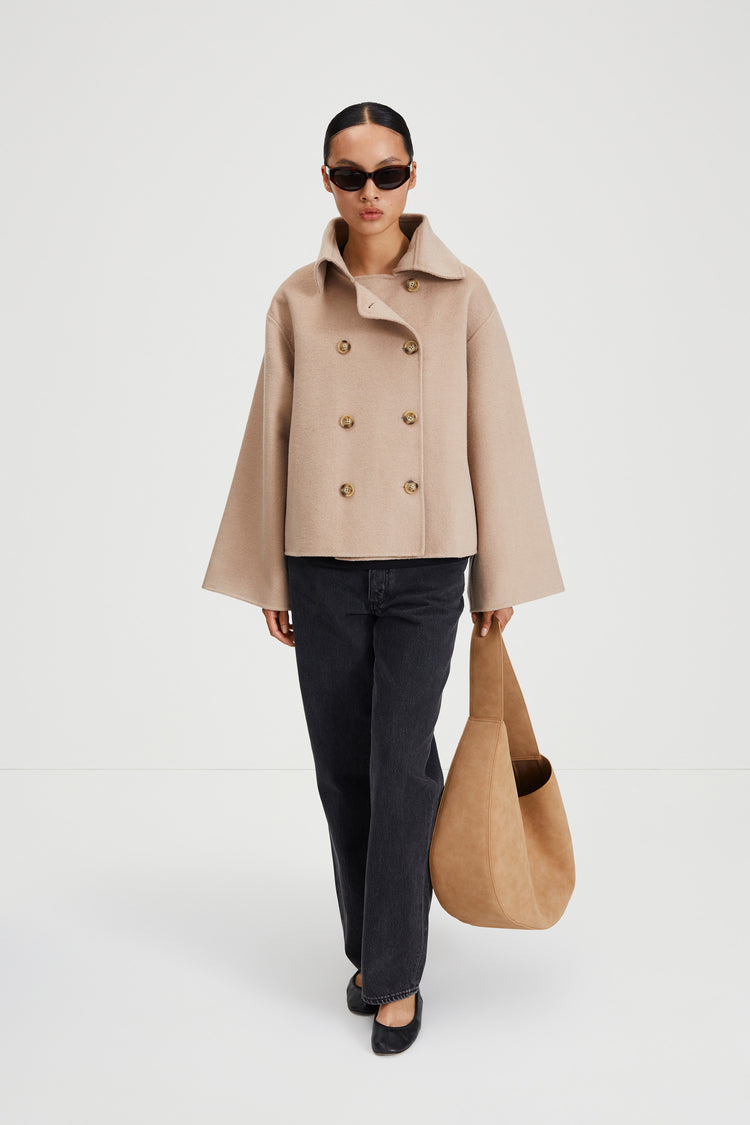 Terlamo jacket cropped wool hazelnut stylein front image