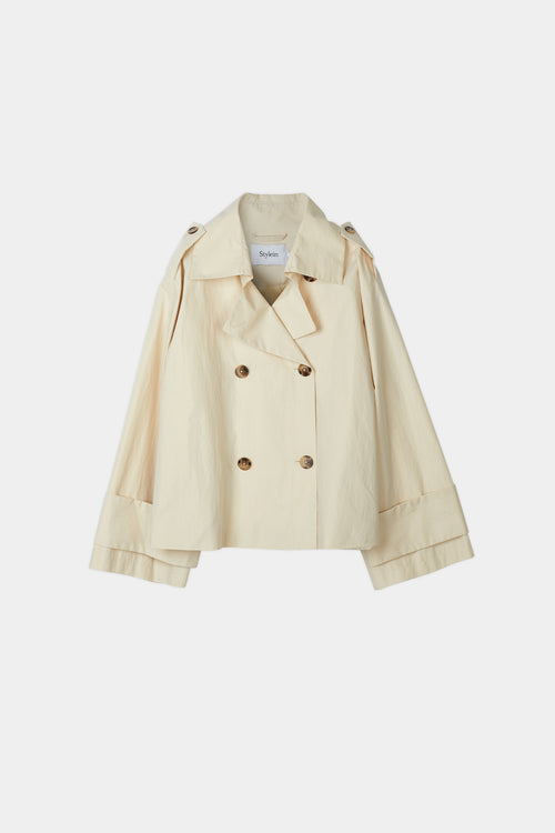 Serrano cropped trenchcoat jacket double breasted ivory stylein packshot