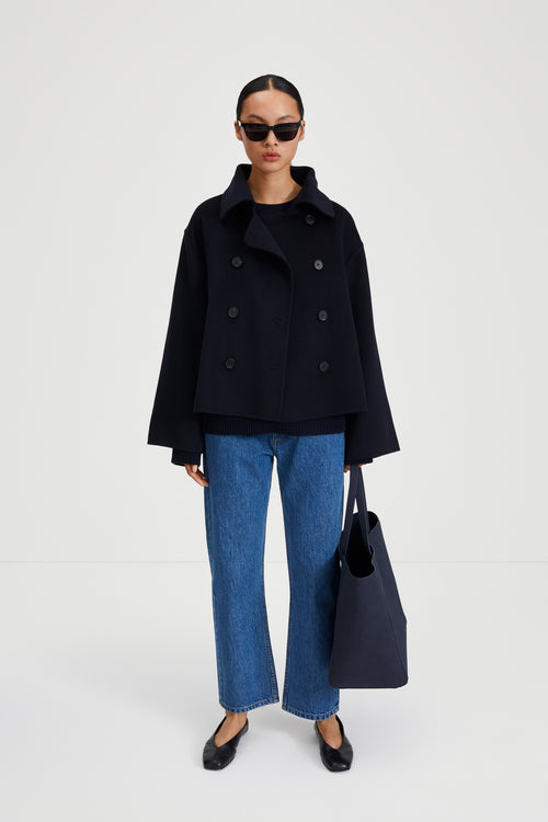 Terlamo jacket cropped wool midnight navy stylein front image