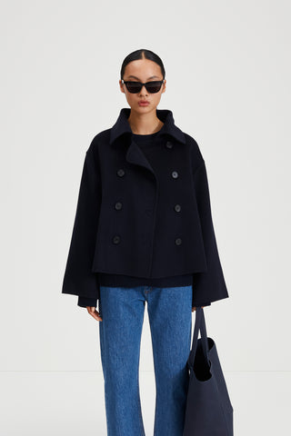 Terlamo jacket cropped wool midnight navy stylein front image 